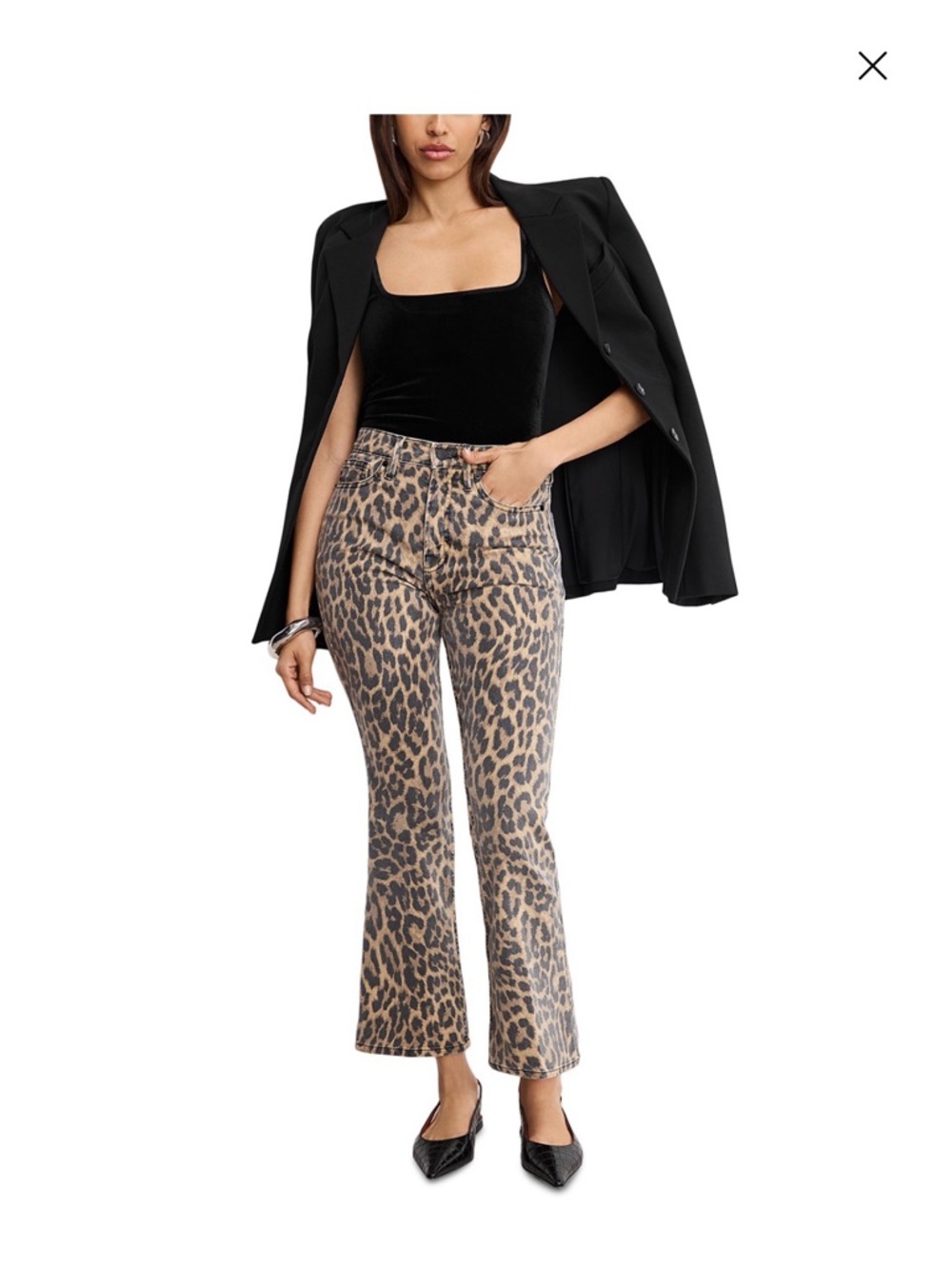 Good American Leopard Print Wide-Leg Jeans in Brown and Black